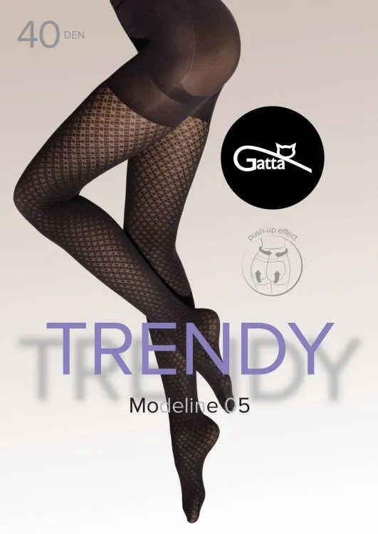 MODELINE 05, 06 PUSH-UP EFFECT - RAJSTOPY DAMSKIE WZORZYSTE 40 DEN 000.07V - TRENDY 24/25