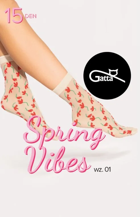 SPRING VIBES - SKARPETKI DAMSKIE WZORZYSZTE 15 DEN 000.16Z