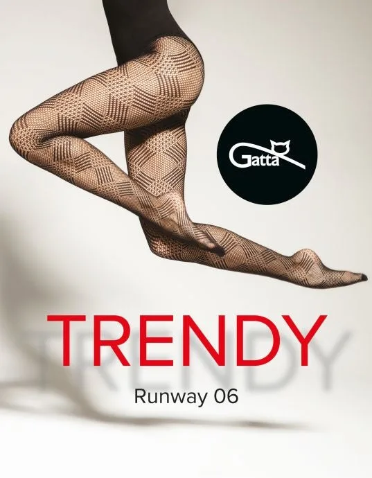 RUNWAY 05, 06, 07, 08 - RAJSTOPY DAMSKIE WZORZYSTE TYPU FISHNET 000.55V - TRENDY 23/24