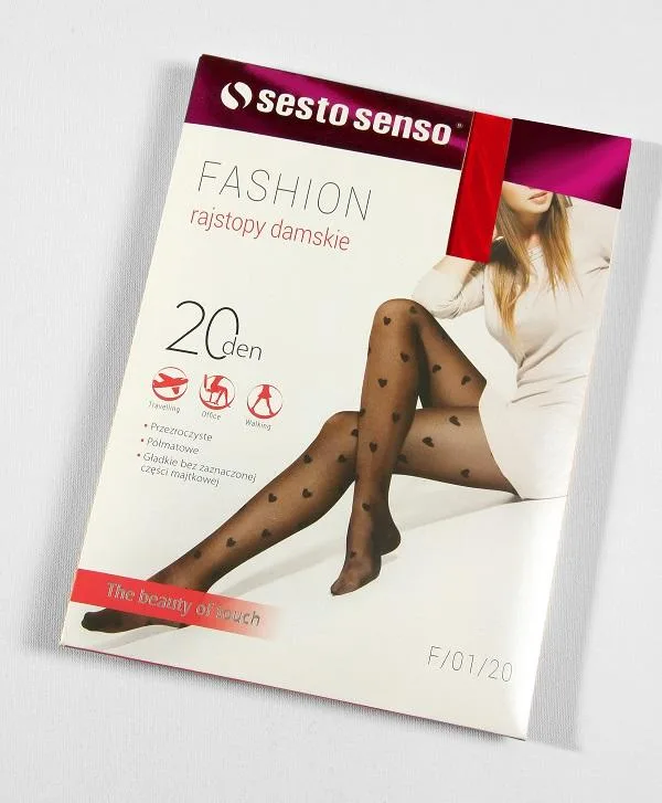 SESTO-SENSO RAJSTOPY W SERDUSZKA FASHION F01 20 DEN