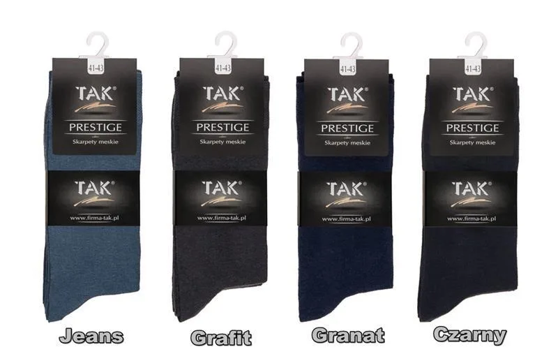 TAK SKARPETY MĘSKIE BAWEŁNA+LYCRA, PRESTIGE - ostatnie sztuki