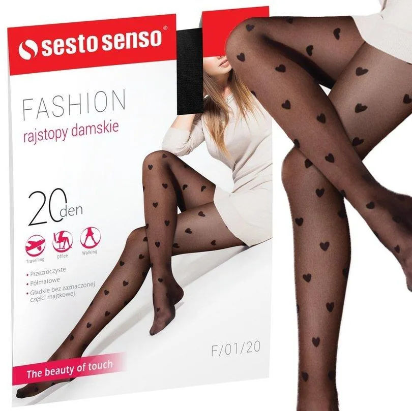 SESTO-SENSO RAJSTOPY W SERDUSZKA FASHION F01 20 DEN