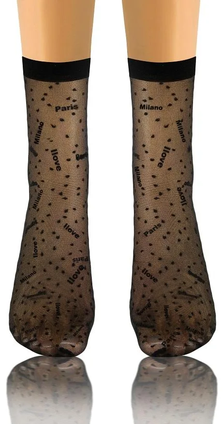 SKARPETKI SK SOCKS PRZEZROCZYSTE Z WZORKIEM