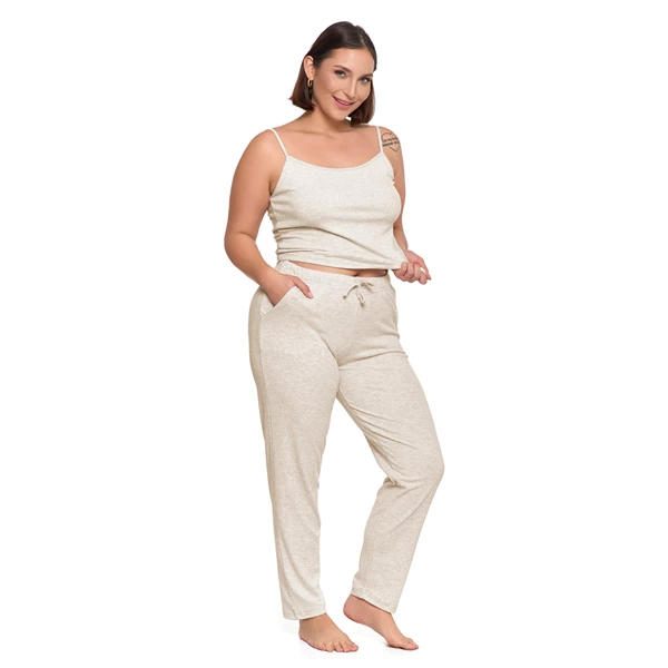 MORAJ PIŻAMA DAMSKA NA RAMIĄCZKACH PRĄŻKOWANA DZIANINA PLUS SIZE PDD4400-011 S/S 2025