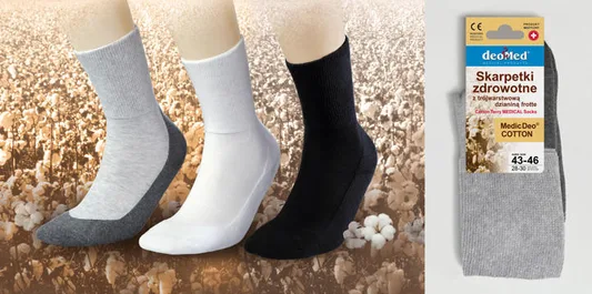 JJW SKARPETKI MEDIC DEO COTTON Z TRÓJWARSTWOWĄ DZIANINĄ FROTTE - ostatnie sztuki
