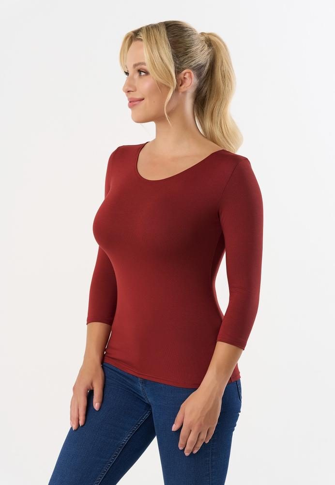 BABELL BLUZKA MANATI, RĘKAW 3/4 - KOLOR DENIM, MARSALA, BORDO