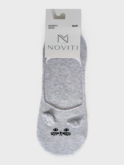 NOVITI STOPKI DAMSKIE ST115 BAWEŁNA USZY 3D SILIKON