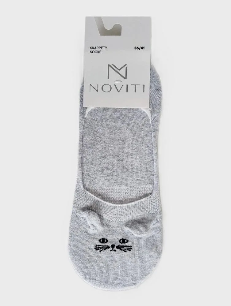 NOVITI STOPKI DAMSKIE ST115 BAWEŁNA USZY 3D SILIKON