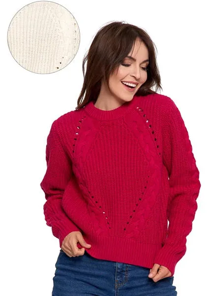MORAJ SWETER DAMSKI Z WARKOCZOWYM SPLOTEM BDS4800-001