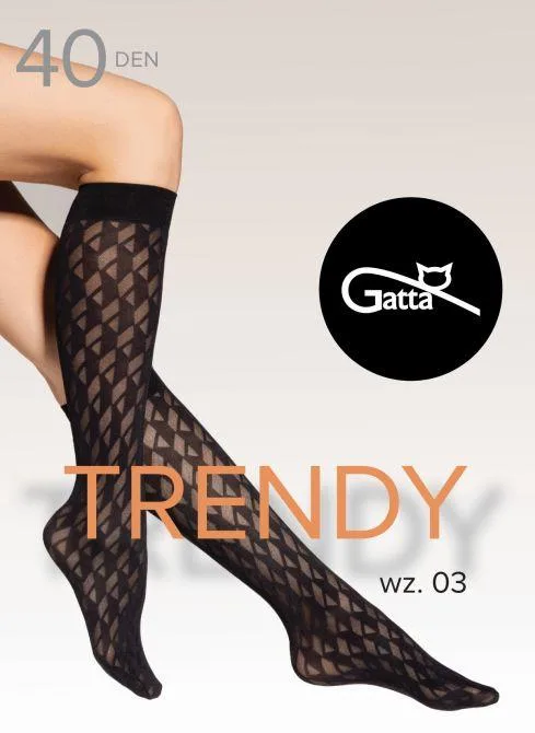 TRENDYLINE KNEE SOCKS 03, 04 - PODKOLANÓWKI DAMSKIE WZORZYSTE 40 DEN - 000.65Y - TRENDY AW25/26