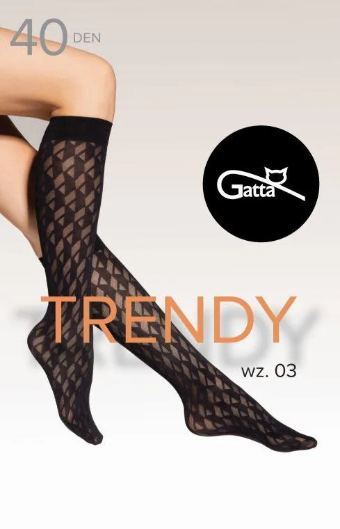 TRENDYLINE KNEE SOCKS 03, 04 - PODKOLANÓWKI DAMSKIE WZORZYSTE 40 DEN - 000.65Y - TRENDY AW25/26