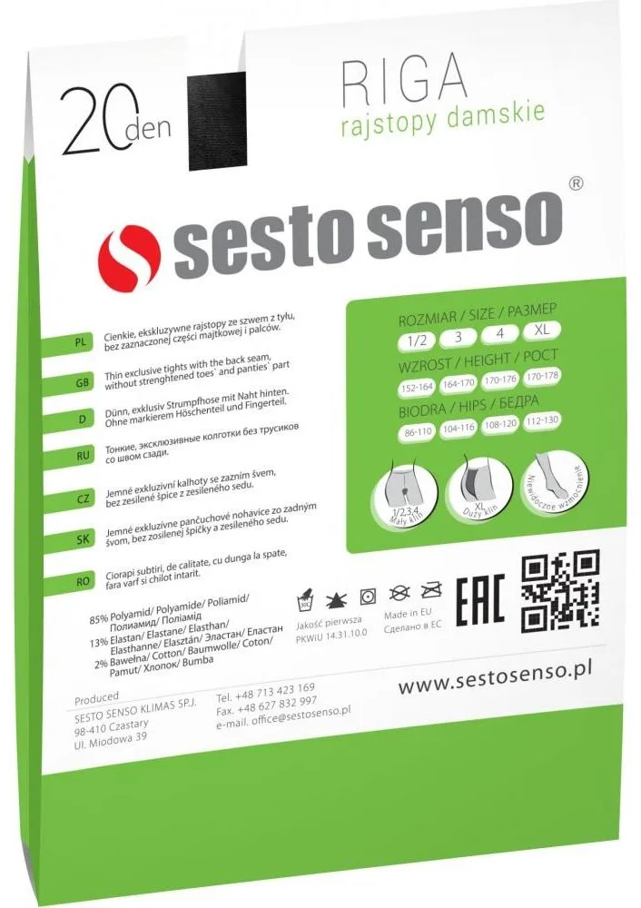 SESTO-SENSO RAJSTOPY RIGA 20 DEN R057 ZE SZWEM Z TYŁU