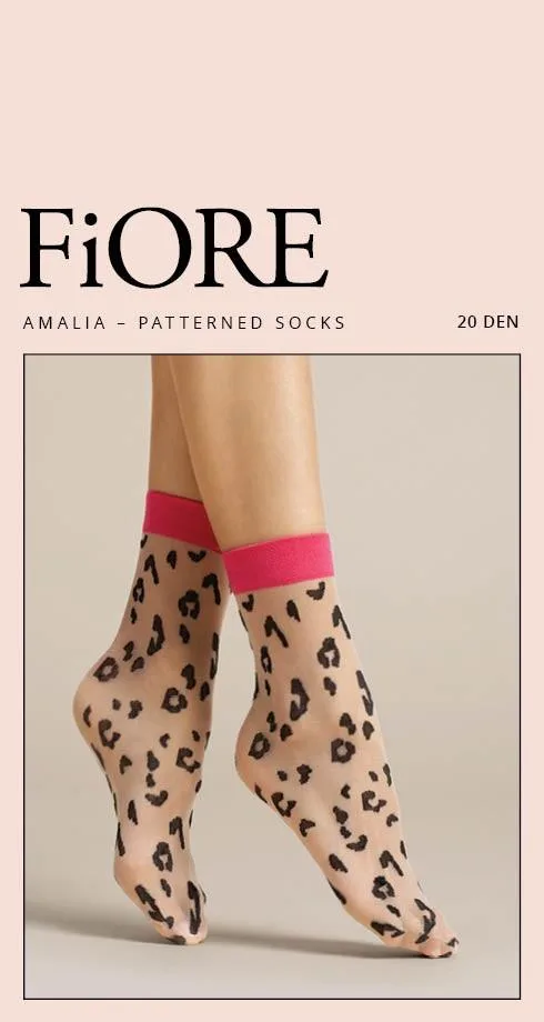 FIORE G1075 AMALIA - SKARPETKI 20 DEN AMARANT BLACK ROSE SOCKS