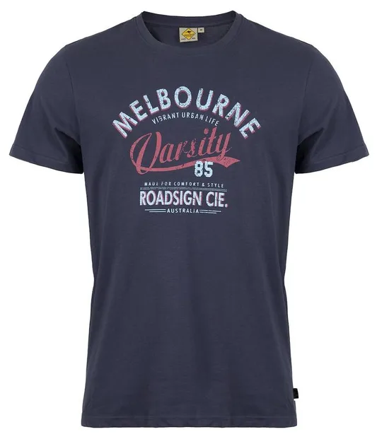 RAJ-POL ROADSIGN THEME 2 MĘSKI T-SHIRT MELBOURNE, GRANATOWY 19-007581-5, 19-007581-2, 19-007581-1, 19-007581-3, 19-007581-4
