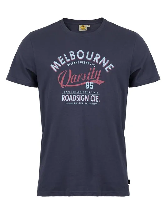 RAJ-POL ROADSIGN THEME 2 MĘSKI T-SHIRT MELBOURNE, GRANATOWY 19-007581-5, 19-007581-2, 19-007581-1, 19-007581-3, 19-007581-4