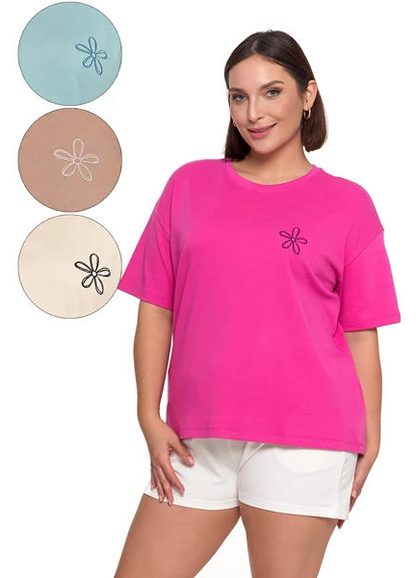 MORAJ T-SHIRT DAMSKI LUŹNY Z HAFTOWANYM KWIATKIEM BD1800-007