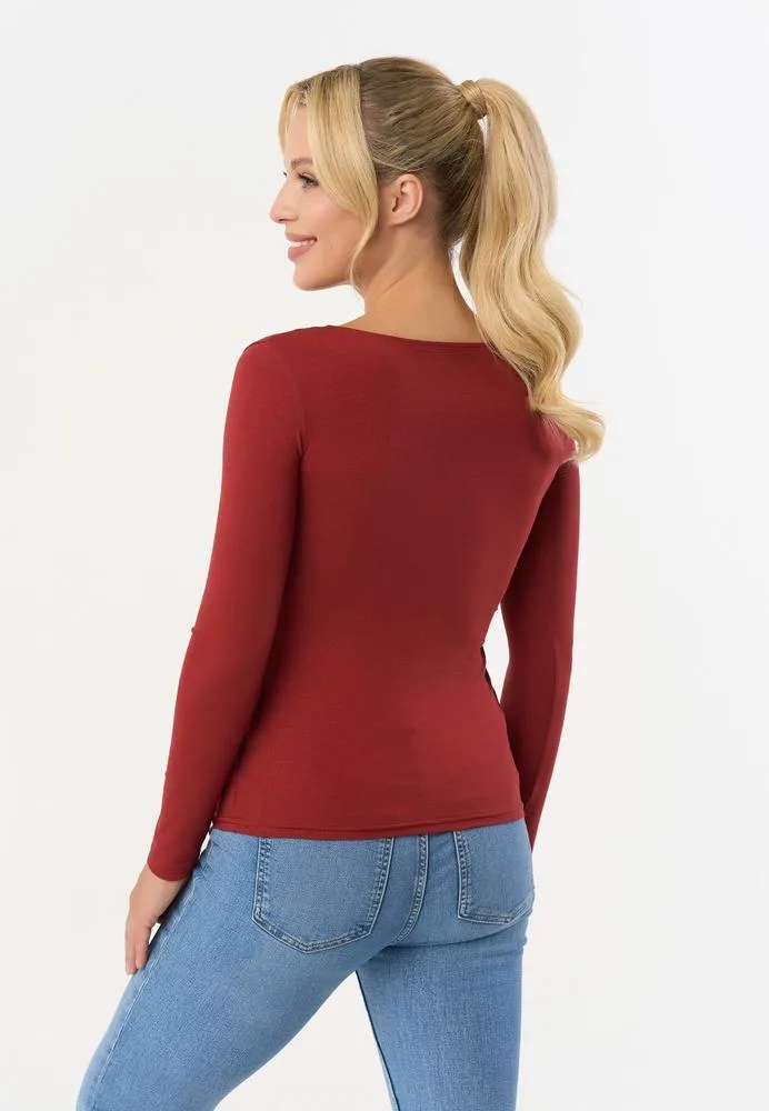 BABELL BLUZKA MANATI, DŁUGI RĘKAW - KOLOR DENIM, STALOWY, MARSALA, BORDO