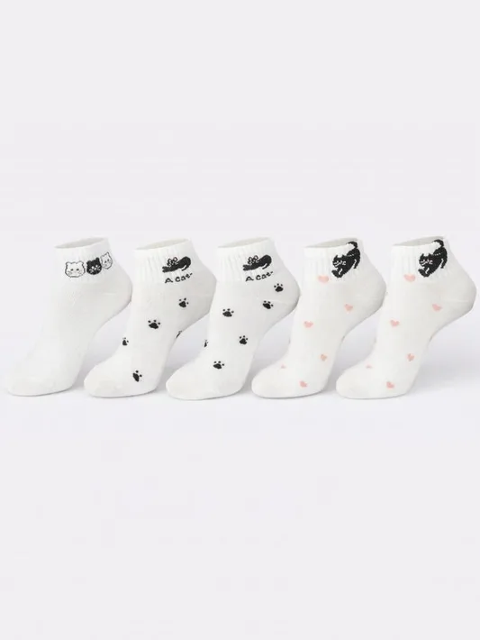 NOVITI STOPKI DAMSKIE ST086 BAWEŁNA KOTKI