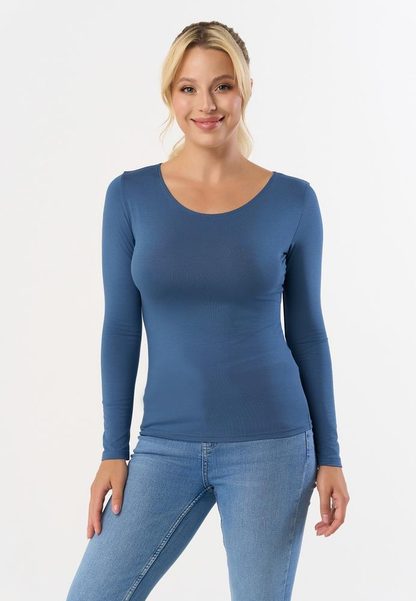 BABELL BLUZKA MANATI, DŁUGI RĘKAW - KOLOR DENIM, STALOWY, MARSALA, BORDO