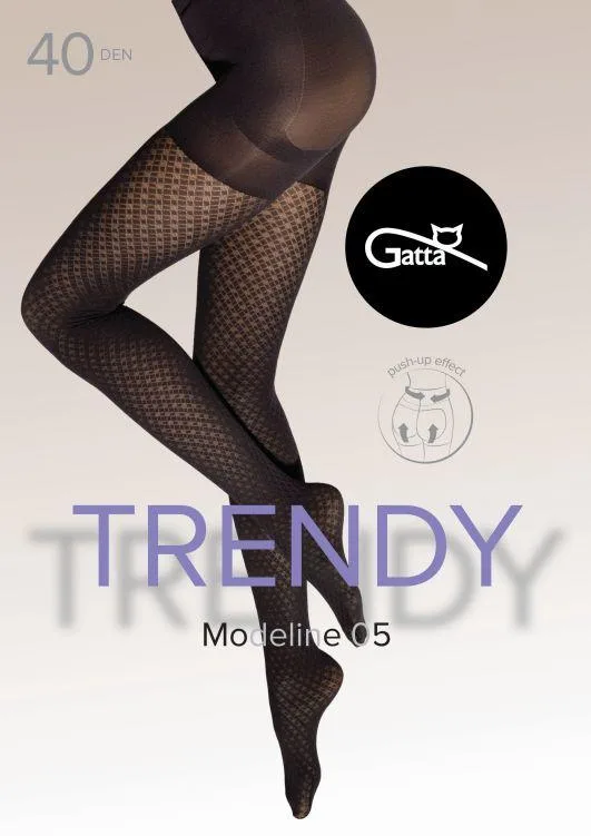 MODELINE 05, 06 PUSH-UP EFFECT - RAJSTOPY DAMSKIE WZORZYSTE 40 DEN 000.07V - TRENDY 24/25