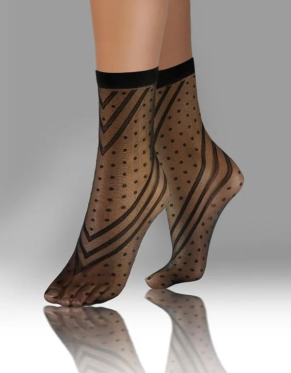 SKARPETKI SK SOCKS PRZEZROCZYSTE Z WZORKIEM