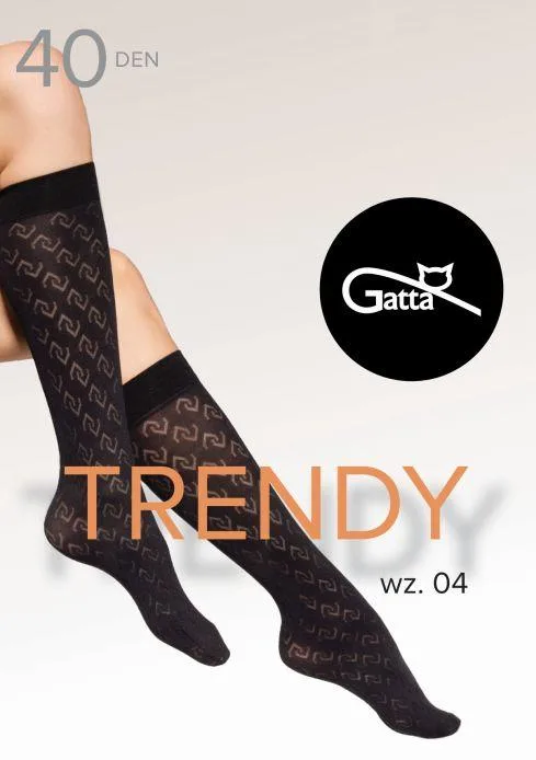 TRENDYLINE KNEE SOCKS 03, 04 - PODKOLANÓWKI DAMSKIE WZORZYSTE 40 DEN - 000.65Y - TRENDY AW25/26