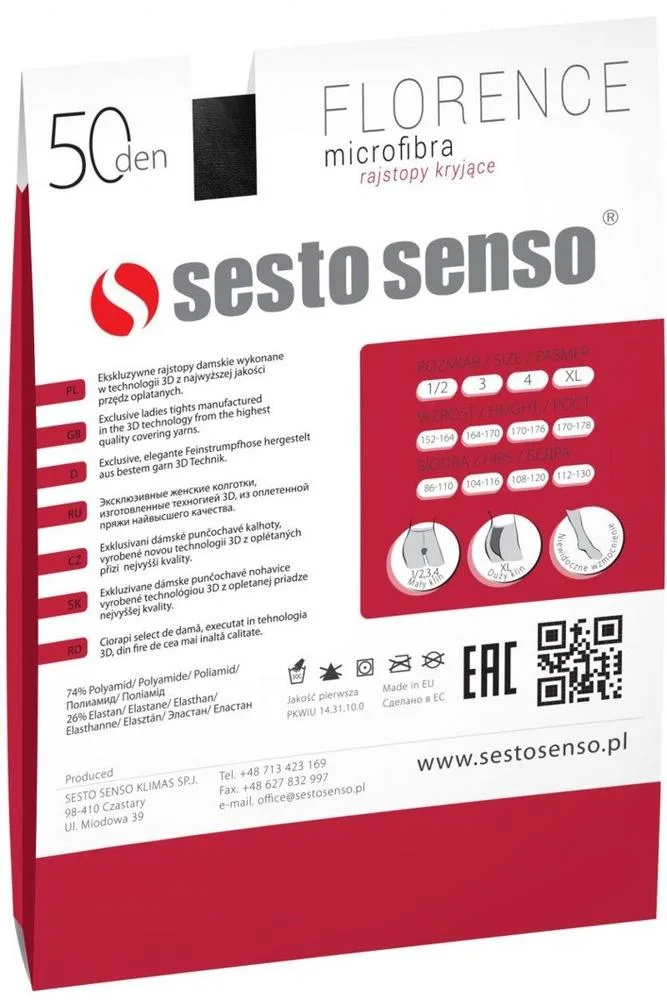 SESTO-SENSO RAJSTOPY FLORENCE 50 DEN ANTYCELLULITOWE 3D MICROFIBRA