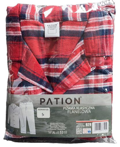 PATION PIŻAMA KLASYCZNA FLANELOWA CZERWONY 733125, 733132, 733149, 733156