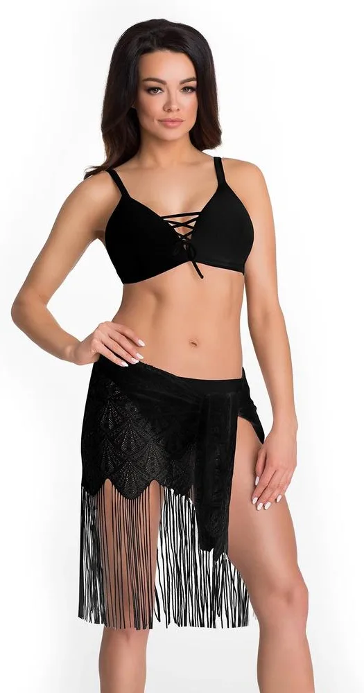 PRIMO PAREO PLAŻOWE WIĄZANE AŻUROWE BOHO Z FRĘDZLAMI 212