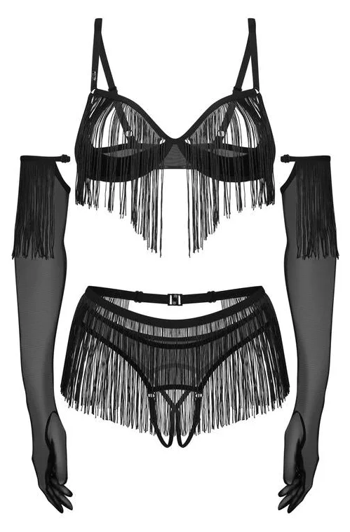 OBSESSIVE ROSSAY BLACK KOMPLET 4-CZĘŚCIOWY OTWARTY