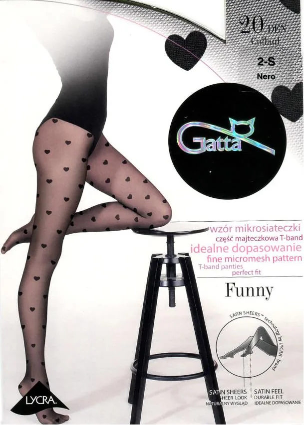 FUNNY - RAJSTOPY DAMSKIE LYCRA  MAT 20 DEN (WZÓR 06, 07, 08, 09, 10, 11)