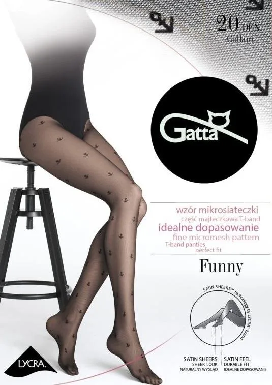 FUNNY - RAJSTOPY DAMSKIE LYCRA  MAT 20 DEN (WZÓR 06, 07, 08, 09, 10, 11)