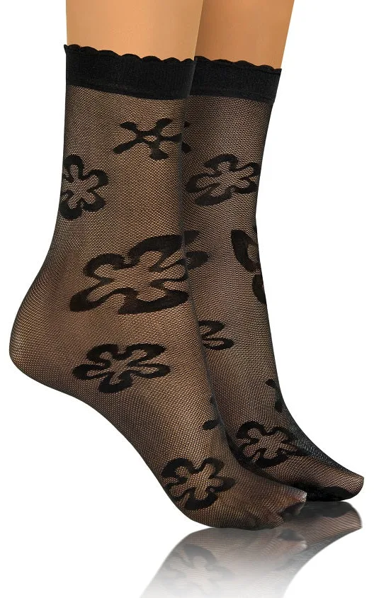 SKARPETKI SK SOCKS PRZEZROCZYSTE Z WZORKIEM