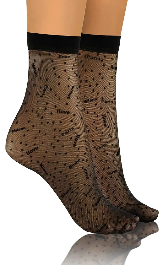 SKARPETKI SK SOCKS PRZEZROCZYSTE Z WZORKIEM
