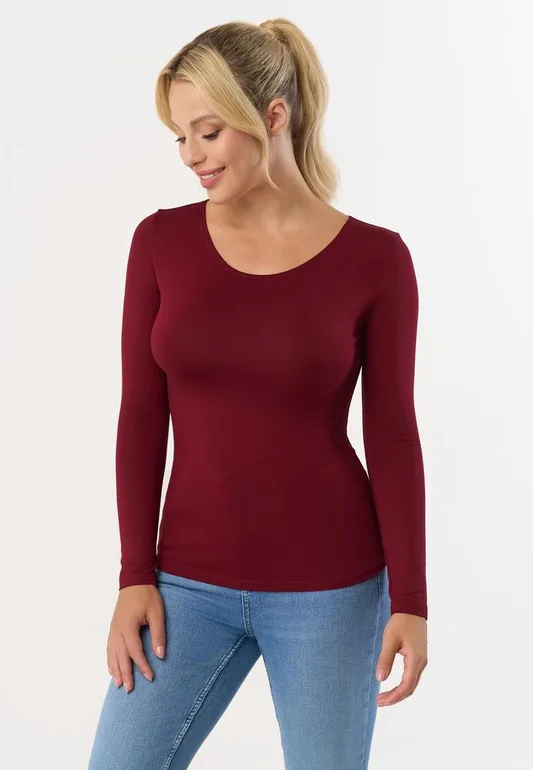 BABELL BLUZKA MANATI, DŁUGI RĘKAW - KOLOR DENIM, STALOWY, MARSALA, BORDO
