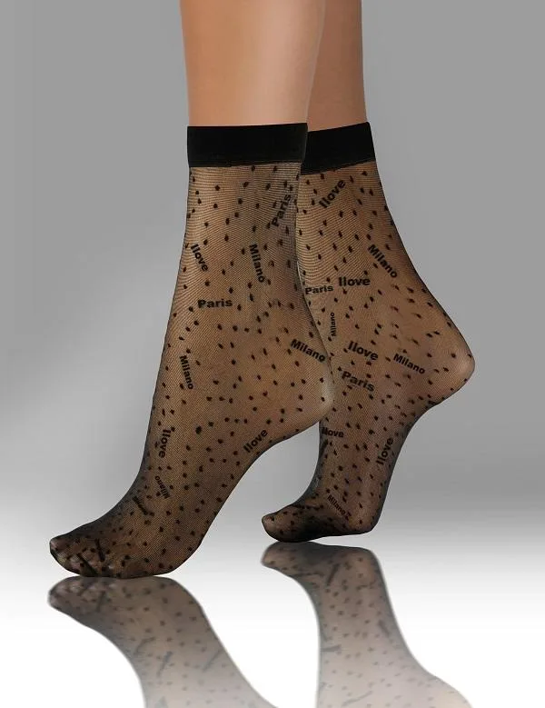 SKARPETKI SK SOCKS PRZEZROCZYSTE Z WZORKIEM