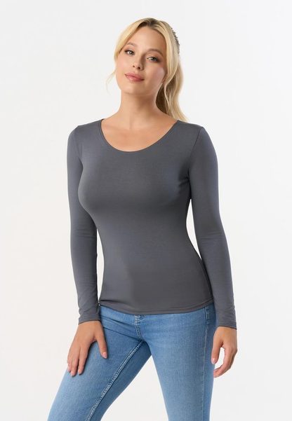 BABELL BLUZKA MANATI, DŁUGI RĘKAW - KOLOR DENIM, STALOWY, MARSALA, BORDO
