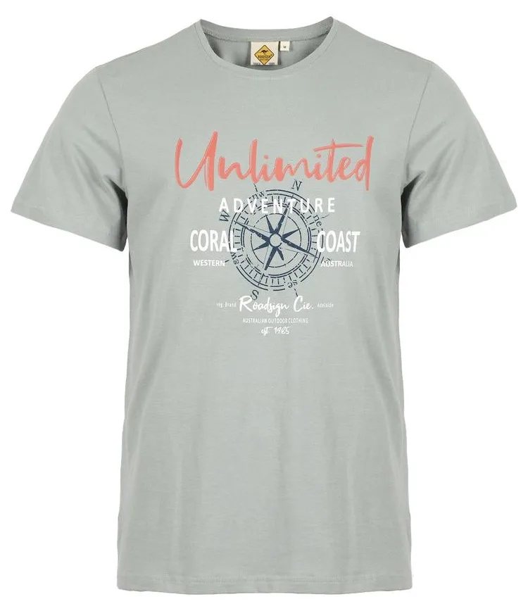 MĘSKI T-SHIRT ROADSIGN UNLIWITHED, ZIELONY 19-007556 Z-3, 19-007556 Z-4, 19-007556 Z-5