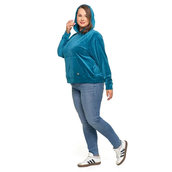 MORAJ DAMSKA WELUROWA BLUZA Z KAPTUREM OBD3300-101