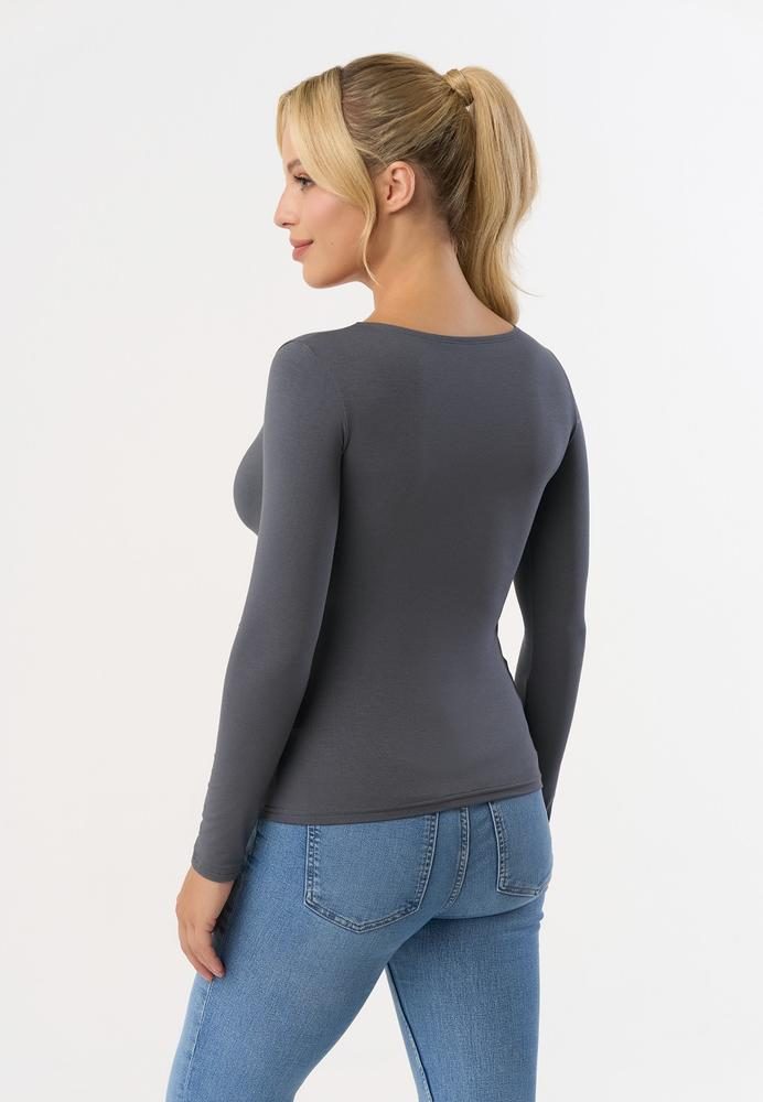 BABELL BLUZKA MANATI, DŁUGI RĘKAW - KOLOR DENIM, STALOWY, MARSALA, BORDO