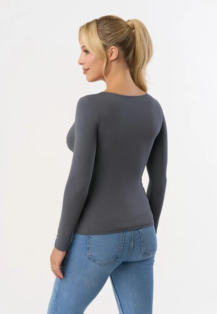 BABELL BLUZKA MANATI, DŁUGI RĘKAW - KOLOR DENIM, STALOWY, MARSALA, BORDO