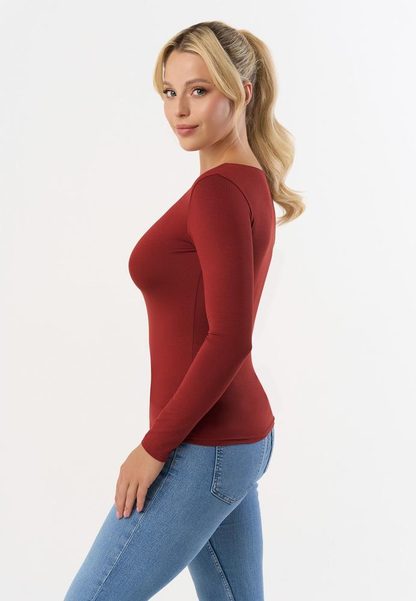 BABELL BLUZKA MANATI, DŁUGI RĘKAW - KOLOR DENIM, STALOWY, MARSALA, BORDO