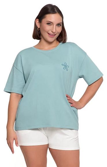 MORAJ T-SHIRT DAMSKI LUŹNY Z HAFTOWANYM KWIATKIEM BD1800-007
