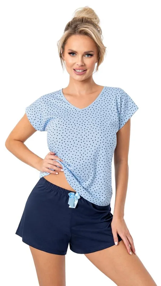 DONNA PIŻAMA DAMSKA GRANATOWA - STAR SHORT