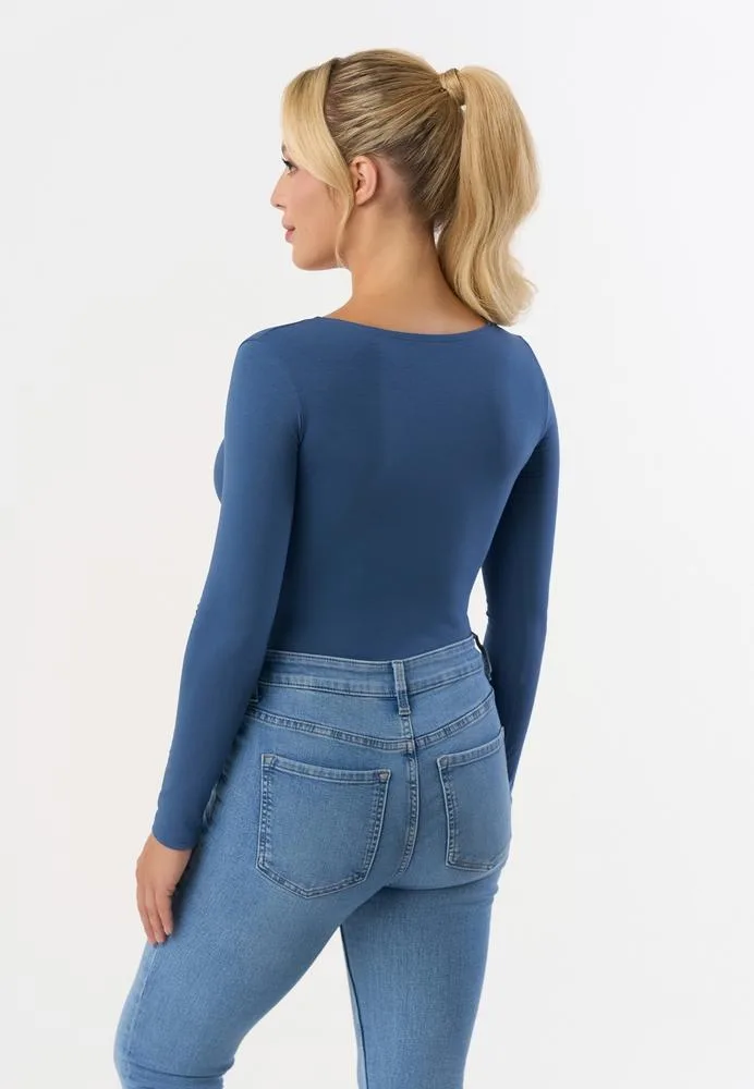 BABELL BLUZKA MANATI, DŁUGI RĘKAW - KOLOR DENIM, STALOWY, MARSALA, BORDO