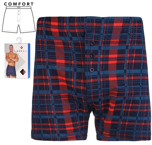 MORAJ BOKSERKI MĘSKIE LUŹNE W KRATKĘ PLUS SIZE MBL850-012