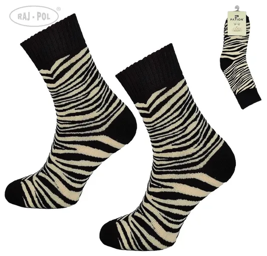 RAJ-POL SKARPETA COSY CZARNA WZOROWANA ZEBERKA 736034