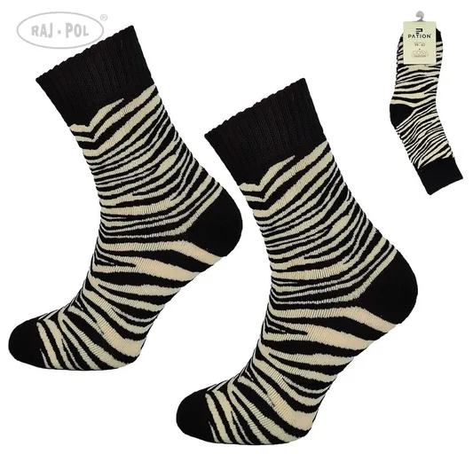 RAJ-POL SKARPETA COSY CZARNA WZOROWANA ZEBERKA 736034