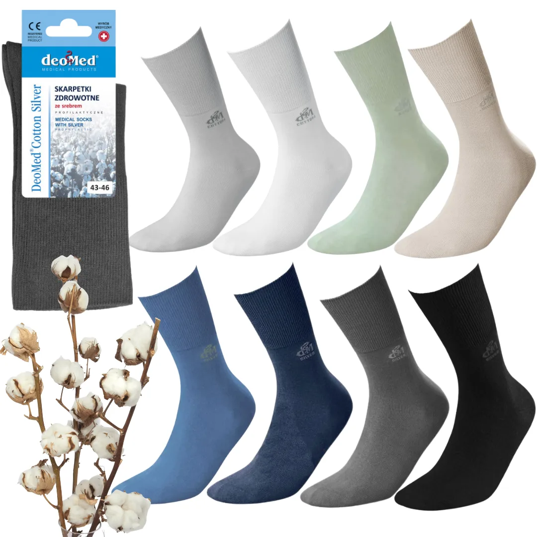 SKARPETKI DEOMED COTTON SILVER Z PRZĘDZY BAWEŁNIANEJ ZE SREBREM