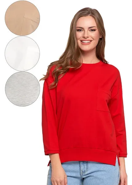 MORAJ BLUZA DAMSKA Z KIESZONKĄ O LUŹNYM KROJU OBD2500-005